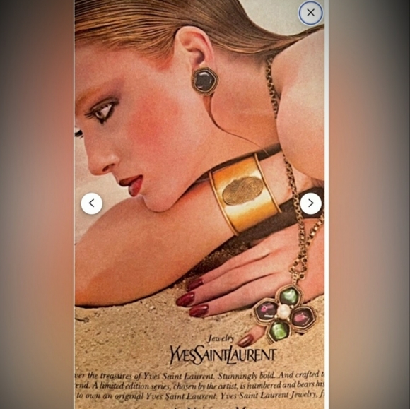 VTG YSL Designer Earrings - Aubergine Gripoix Glass / Gold Tone - EVC - Picture 3 of 11